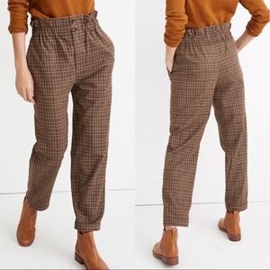 NWT Madewell Plaid Paperbag Tapered Pants Size 4